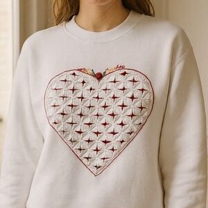 Vintage Hanes Sweatshirt Cute Heart Cut‎ Out Valentines Day Size XL
